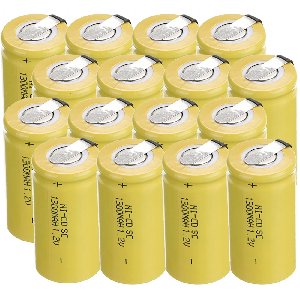 Самая низкая цена 16 шт аккумулятор SC 1 2 v батареи перезаряжаемые 1300 mAh nicd Батарея