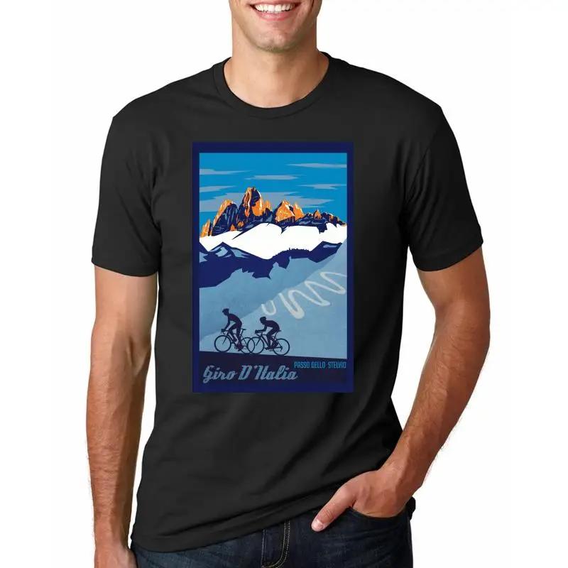 Новая модная мужская футболка Giro D' Italia Ретро Paso Del Stelvio Cycle Poster Футболка с