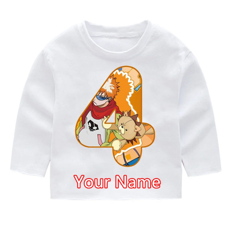 Детские хлопковые футболки с длинными рукавами и принтом BLEACH Kon для дня рождения