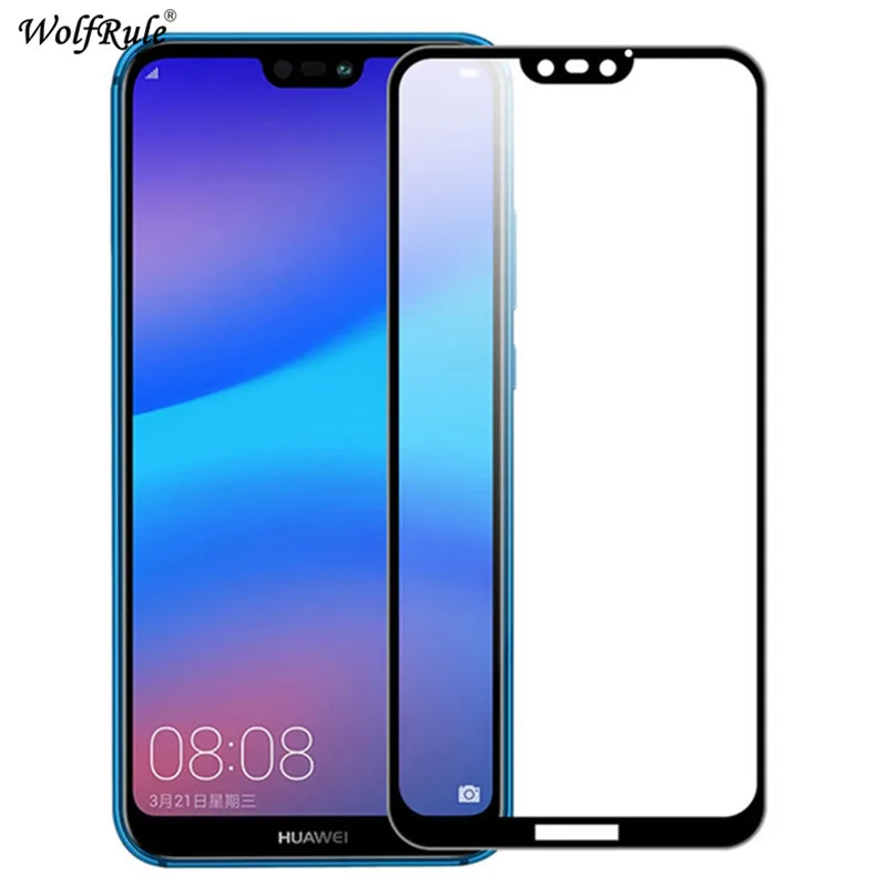 2 шт. Защитная пленка для ЖК экрана Huawei P20 Lite Полное закаленное стекло Nova 3E полное