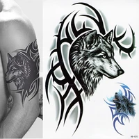 removable wolf king tattoo stickers waterproof temporary body art fake tattoos