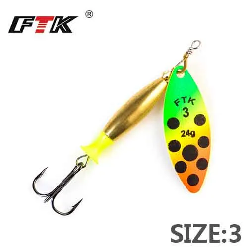 FTK, новинка, 1 шт., длинные литые Size2-Size3 рыболовные приманки, крючок, Спиннер, ложка, приманки с тройными крючками - Цвет: caiheidian3