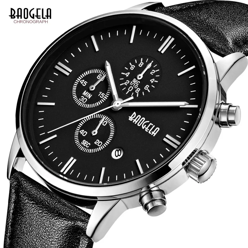 BAOGELA модные спортивные мужские часы с хронографом Топ бренд Роскошные Кварцевые