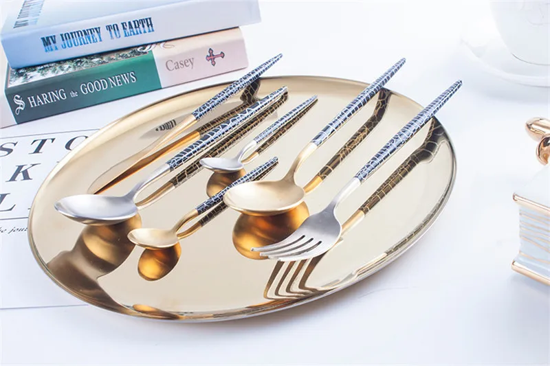 24 шт./компл. набор столовых приборов из нержавеющей стали в европейском стиле