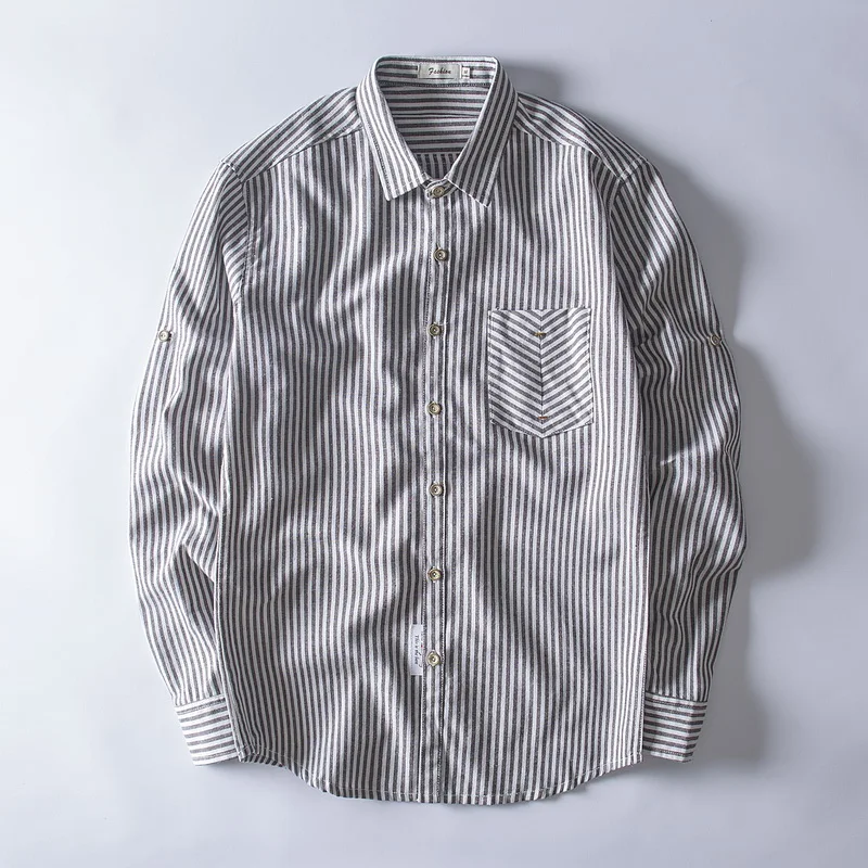 

Italy style long sleeve striped shirt men linen plus size 4XL square collar shirt male casual fashion shirts mens tops camisa