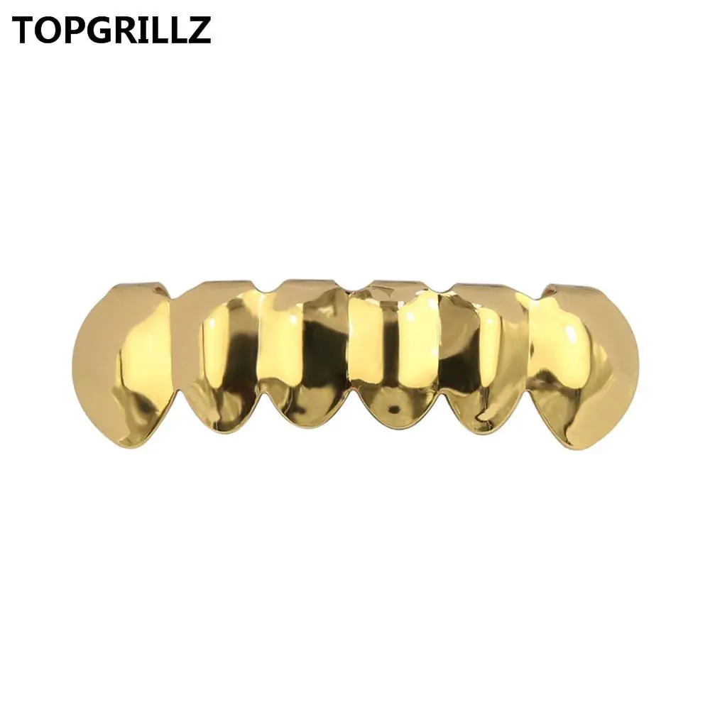 TOPGRILLZ позолоченные хип-хоп ЗУБЫ Grillz пламя лист сверху и снизу гриль набор с силиконовыми вампирскими зубами Рождественский подарок - Окраска металла: Gold Bottom
