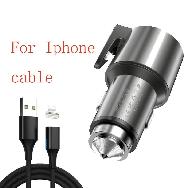 charger for iphone Tongyinhai QC3.0 Dual USB Автомобильное зарядное устройство 3 в 1 USB кабель Магнитный телефон зарядка для Iphone Android телефон Быстрая зарядка кабель Шнур - Тип штекера: charger for iphone