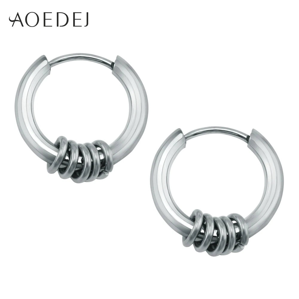 Silver AOEDEJ серьги-кольца золотистого цвета из нержавеющей стали маленькие серьги-кольца для женщин и мужчин в стиле панк круглые серьги на клипсах Creole Femme - Окраска металла: Silver