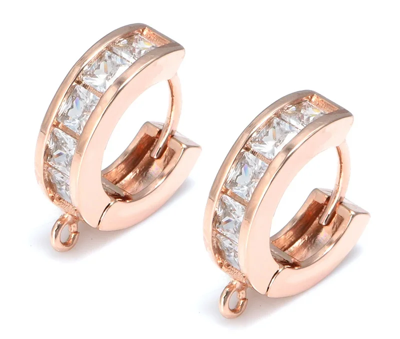 rose gold 4 цвета золотые серебряные серьги крючки Медь Металл циркон аксессуары для самостоятельного изготовления ювелирных изделий женские серьги с бахромой фурнитура подарок - Цвет: rose gold