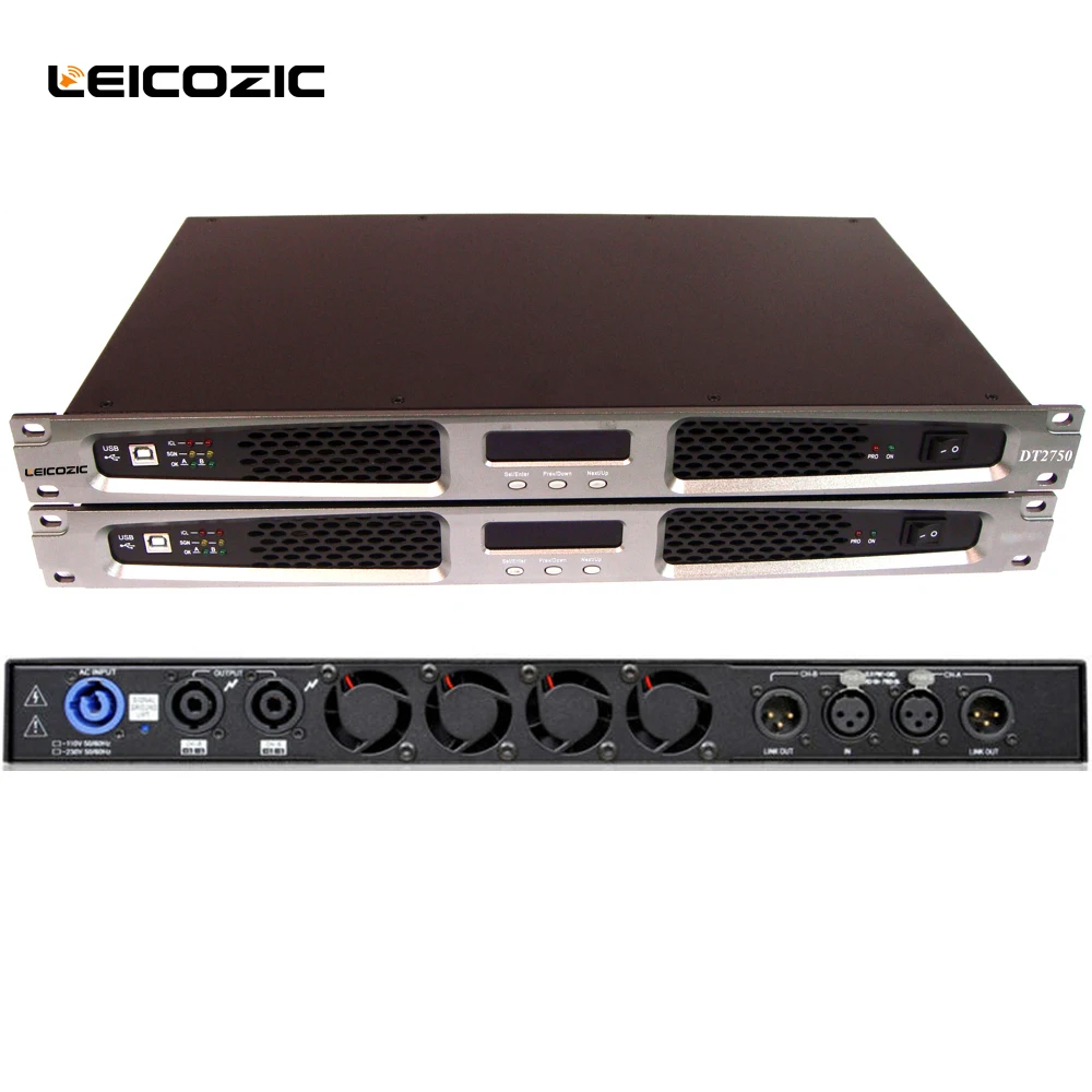 Leicozic DT2750 цифровой усилитель 1200 Вт x2 мощности dsp профессиональный аудио 1u Класс d