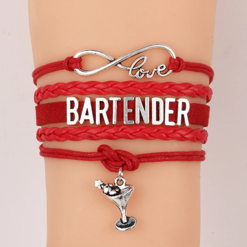 (10 шт./лот) Бесконечность любовь браслет бармен бокал вина очарование плетеный