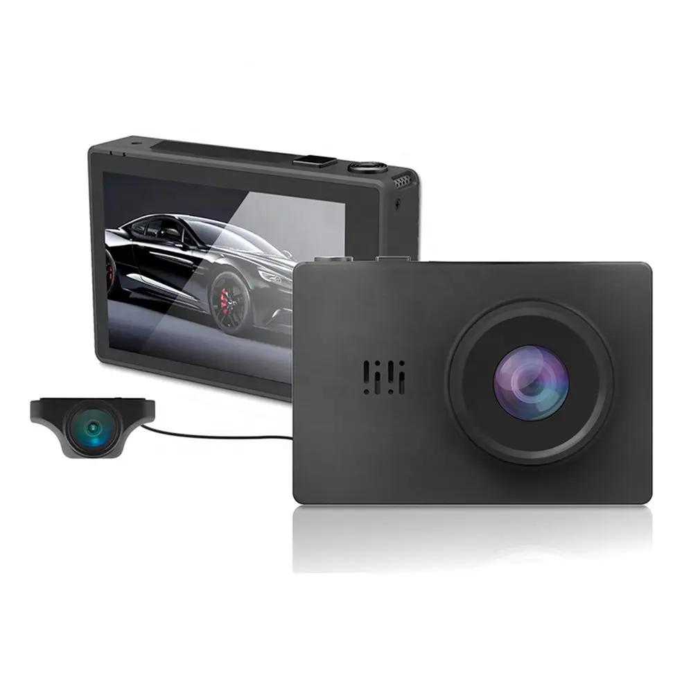 4k двойная Автомобильная камера DVR с магнитным креплением встроенный gps 3 дюймов сенсорный экран на органических светодиодах Экран тире Камера