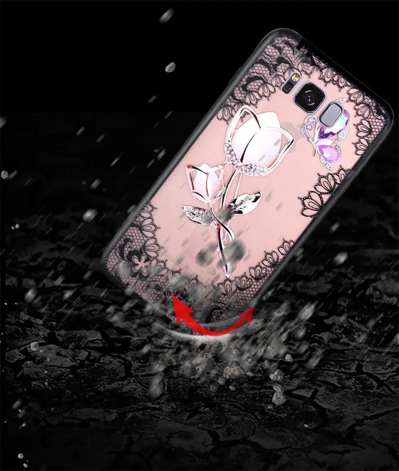 3D цветочный чехол для телефона samsung Galaxy S10 плюс S10e с сияющими блестками