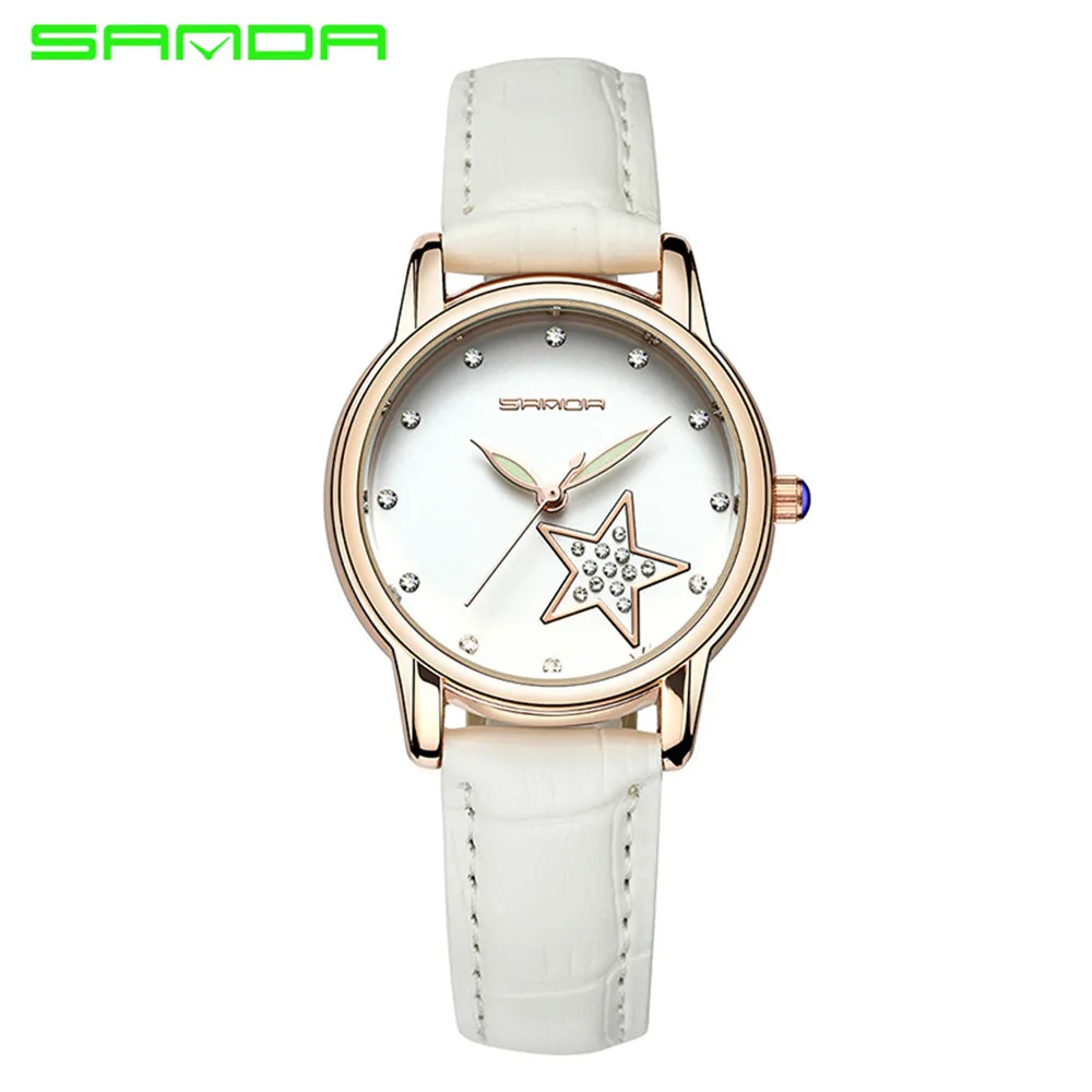 Женские часы SANDA модные с кожаным ремешком кварцевые A0419 весна 2019 | Наручные