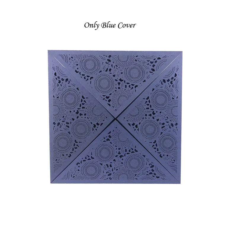Only Blue Cover 1 шт., лазерная резка, роскошная Цветочная Свадебная пригласительная открытка, бумага, элегантные кружевные конверты, с принтом, свадебные украшения, вечерние принадлежности - Цвет: Only Blue Cover