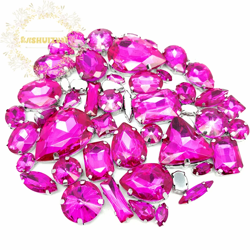 52 шт. 23 размера 10 форм|sew rhinestones|rhinestone sewglass crystal rhinestones |