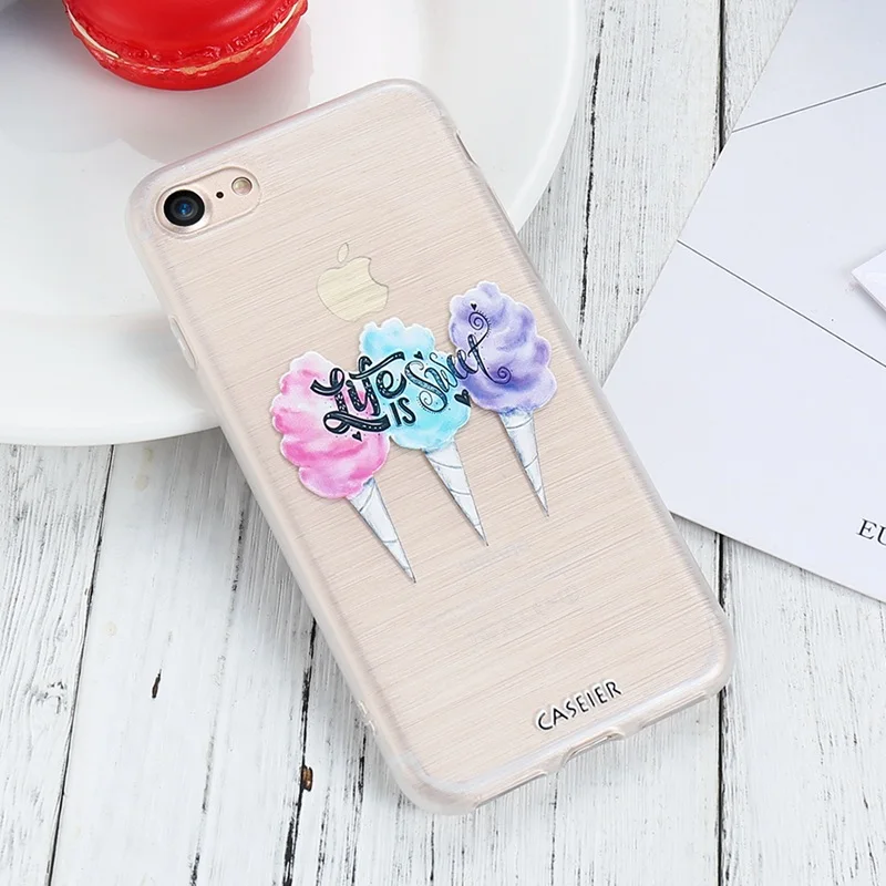 CASEIER Милый Летний мягкий рельеф ТПУ чехол для телефона iPhone X 7 8 6 6S чехлы с узором Plus