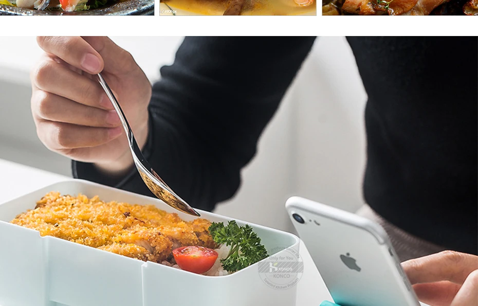 Konco Microwavable Bento Box герметичный Ланч-бокс контейнер для продуктов печь холодильник ланчбокс коробка для хранения продуктов с держателем для телефона