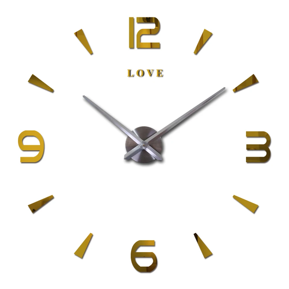 Love Letters Arabic Digital 3D Wall Clock Modern Design Large Diy Wall Clocks Self-adhensive Wall Stickers