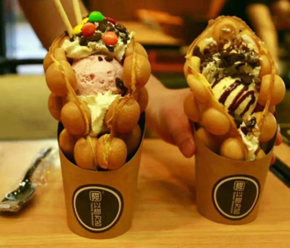 Оптовая продажа коммерческой Электрический яйцо пузырчатые вафли maker machine eggettes