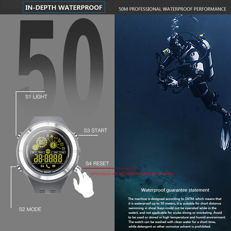 EX32 Bluetooth Smart Watch Waterproof Remote Camera for Android IOS Clock Pedometer Fitness | Электроника