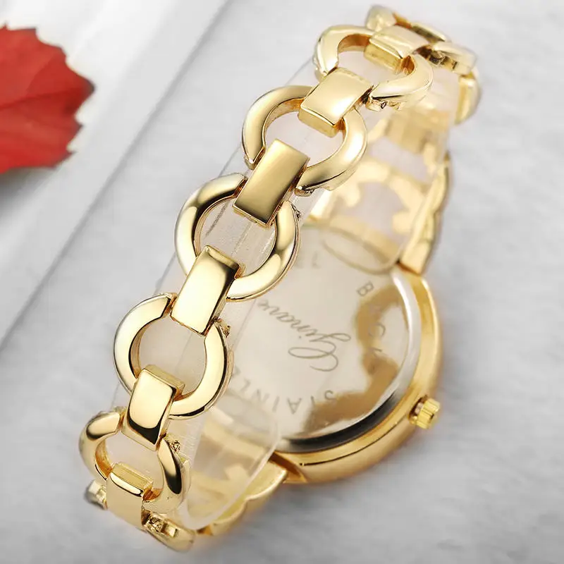 Дамы Моды Кварцевые Часы Женщины Горный Хрусталь часы женские Платье Розовое