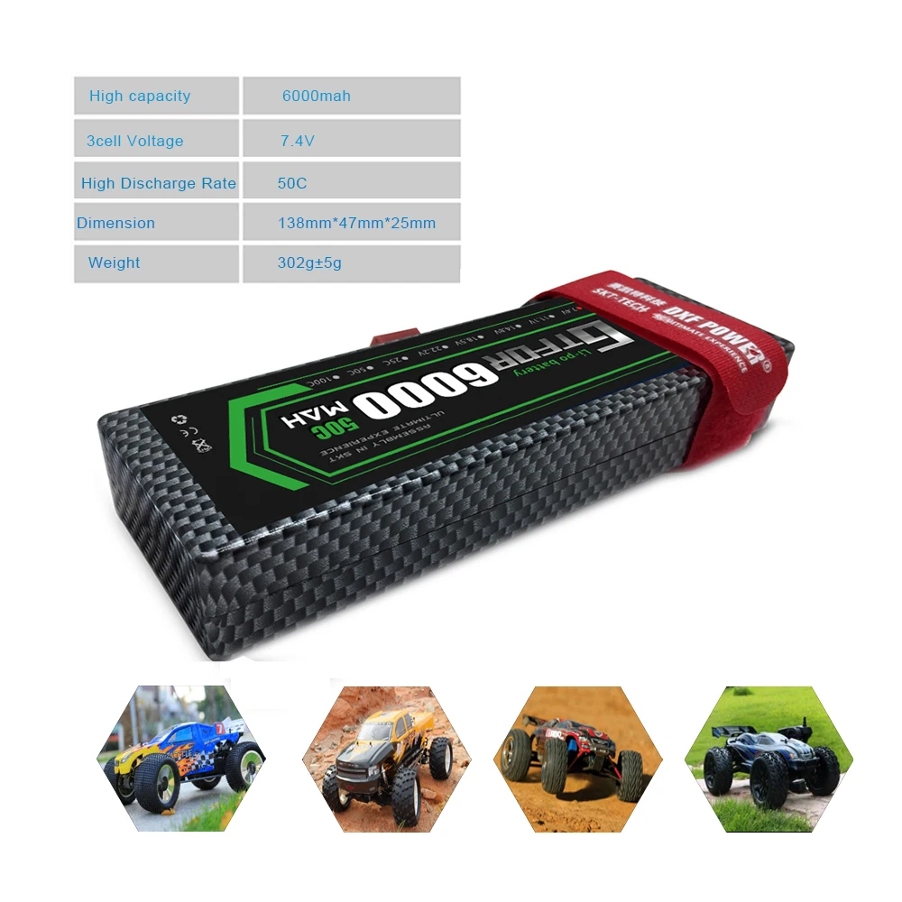 GTFDR 2 шт. 2S 7,4 V 6500 мА/ч, 6000 мА/ч, 50C 60C 120C Lipo Батарея RC Запчасти на колесиках TRX AKKU для TRX TRX4 1/10 автомобиль Радиоуправляемый Дрон вертолет