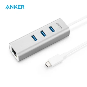Концентратор Anker USB C, 4-в-1 Алюминиевый адаптер USB C с портом Ethernet, 3 порта USB 3,0, для MacBook Pro,Chromebook,XPS,Samsung S9 и т. д.
