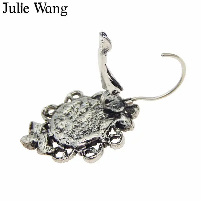 Julie Wang 2 пары клипсы серьги античный цвет сплав клипса для уха кабошон поднос