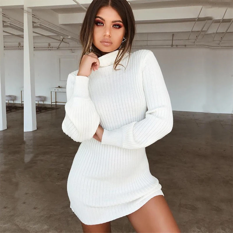 ELSVIOS женские вязаные платья свитера больших размеров осенне зимнее платье с