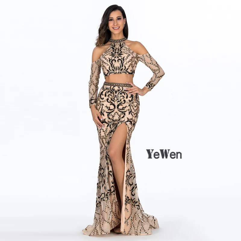 Женские вечерние платья с высоким разрезом Длинные Сексуальные Платья v образным