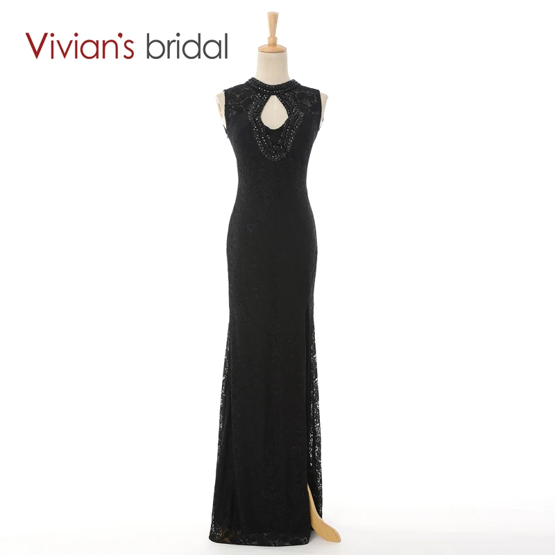 Vivian's Bridal Sexy Lace Black Mermaid Sleeveless Evening Dresses Hot Sale Free Shipping robe de soiree Summer Style 212 | Свадьбы и