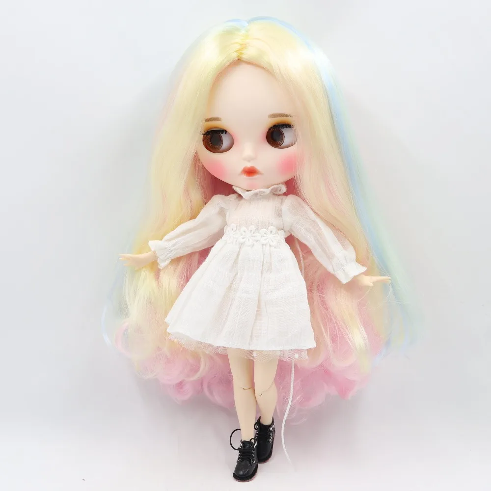Ледяная фабрика blyth кукла 1/6 bjd белая кожа сустава тела красочные волосы новое матовое лицо, резные губы с бровью индивидуальные лица
