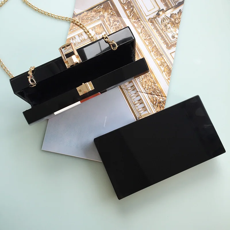 

Good Quality Fashion Stitching Color Acrylic Women's Party Clutch Bags Chain Purse Female Crossbody Mini Messenger Bag Flap
