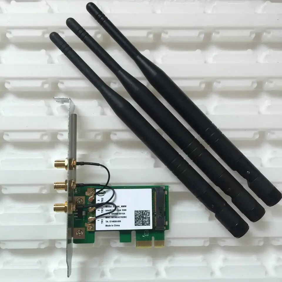 PCIe адаптер для настольного ПК 450 Мбит/с карты Intel 5300 + 3 шт. 2 дБи антенны
