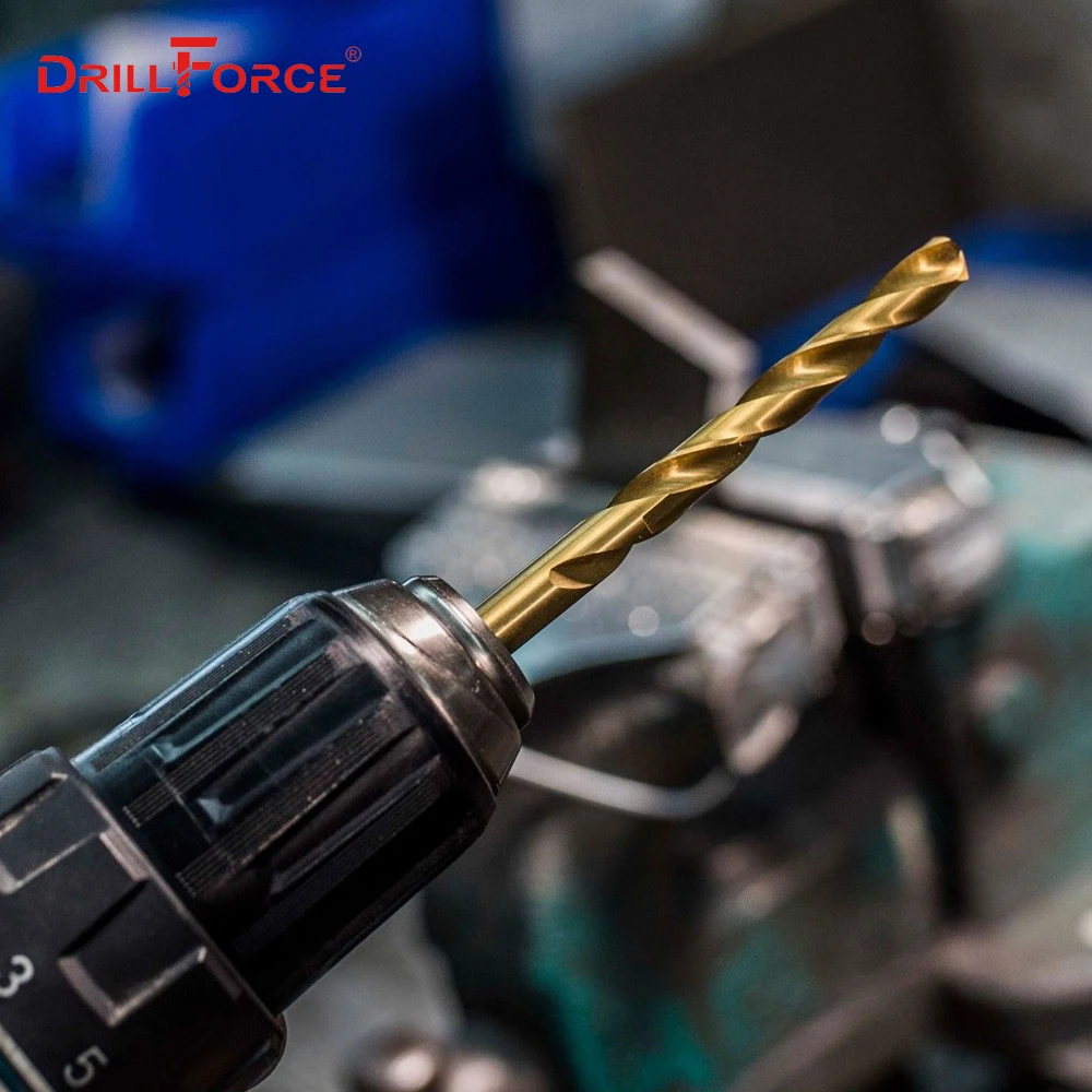 Сверло DRILLFORCE 13/19/25 шт. HSS M2 с титановым покрытием для сверления металла и