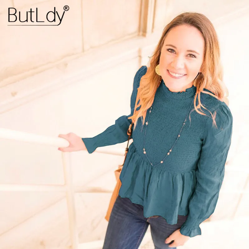 Женская плиссированная блузка белая Повседневная Блузка с длинным рукавом и