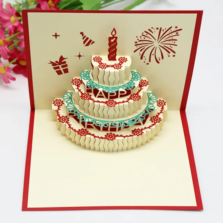 birthday cake 3D всплывающие открытки-приглашения на свадьбу вечерние приглашения детский душ Подарки Свадебные поздравительные открытки юбилейные подарки открытка с единорогом - Цвет: birthday cake