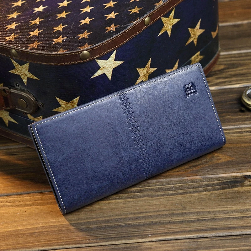 Мужской кошелек в европейском и американском ретро стиле длинный кожаный из