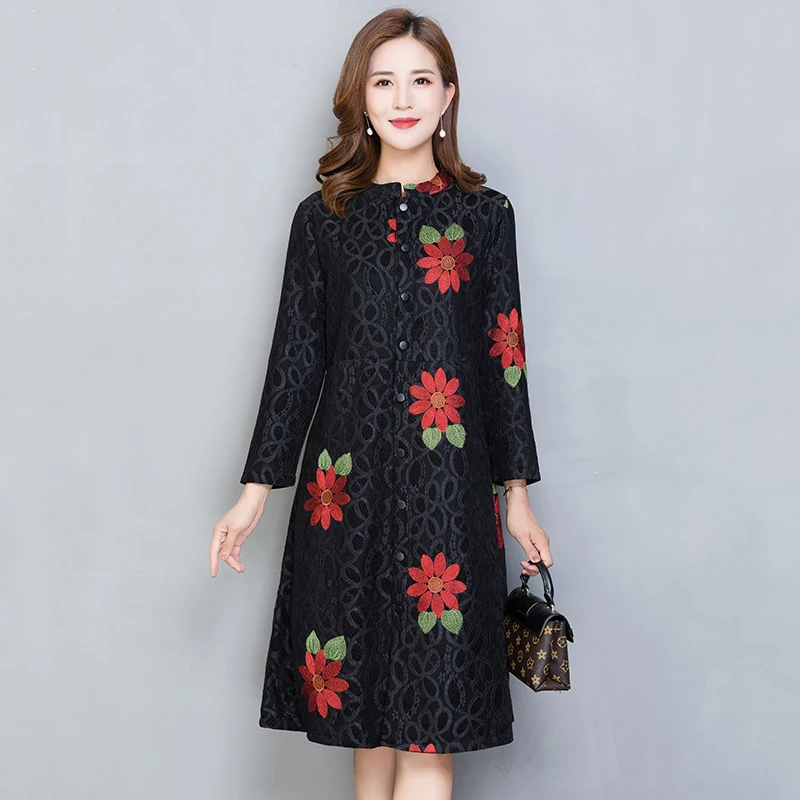 new Spring and autumn Women's ethnic embroidery cardigan coat plus size S-6XL long sleeve sun protection clothing lace jacket | Женская