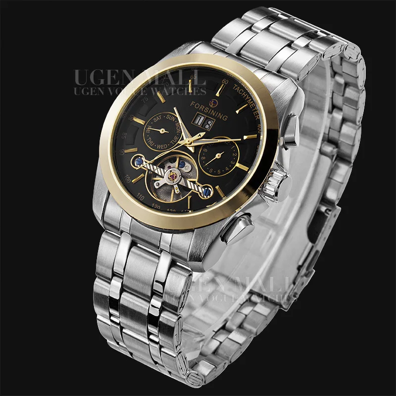 

NAVIGATOR Series Tourbillon Date Month Display Transparent Case Back Luxury Stainless Full Steel Men Mechanical Watch