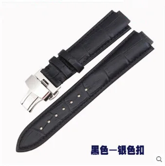 black silver clasp 21*12 мм(выпуклый интерфейс) черный коричневый кожаный ремешок для TAMBOUR SPIN TIME мужской и женский ремешок для часов с пряжкой-бабочкой - Цвет ремешка: black silver clasp