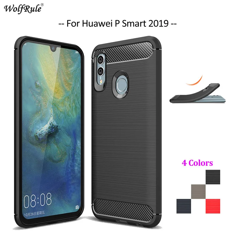 Чехол для телефона из углеродного волокна Huawei P Smart 2019 чехол мягкого ТПУ задняя