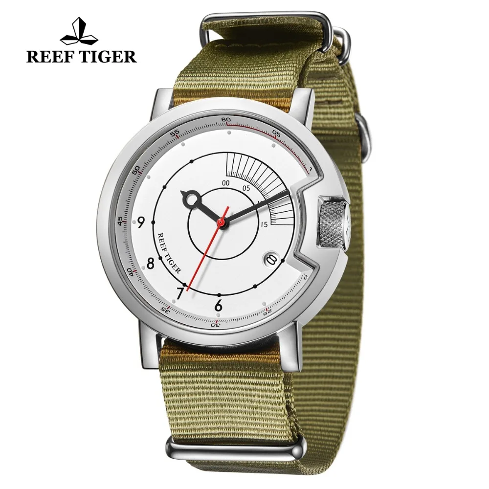 Reef Tiger/RT Новые Креативные Часы Мужские Простые Стильные водонепроницаемые