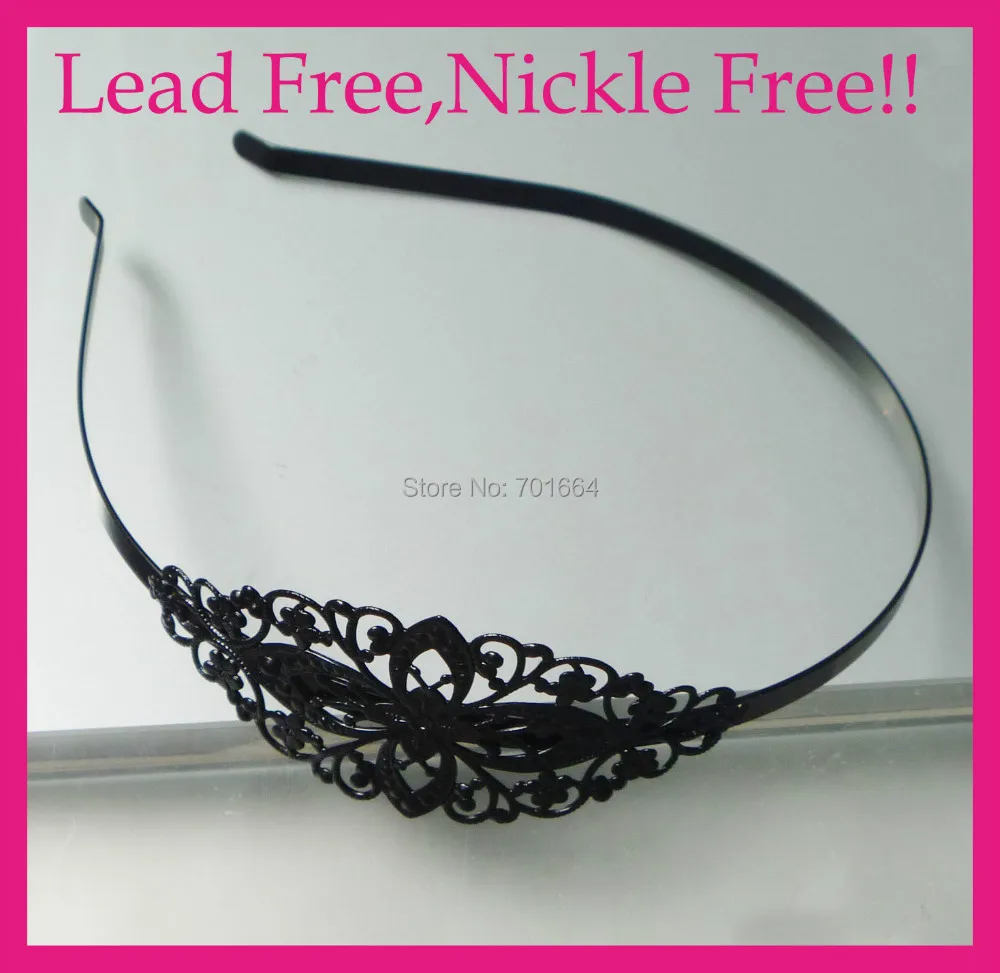 Простые металлические повязки на голову 5 шт. черные филигранные цветы без пряжки