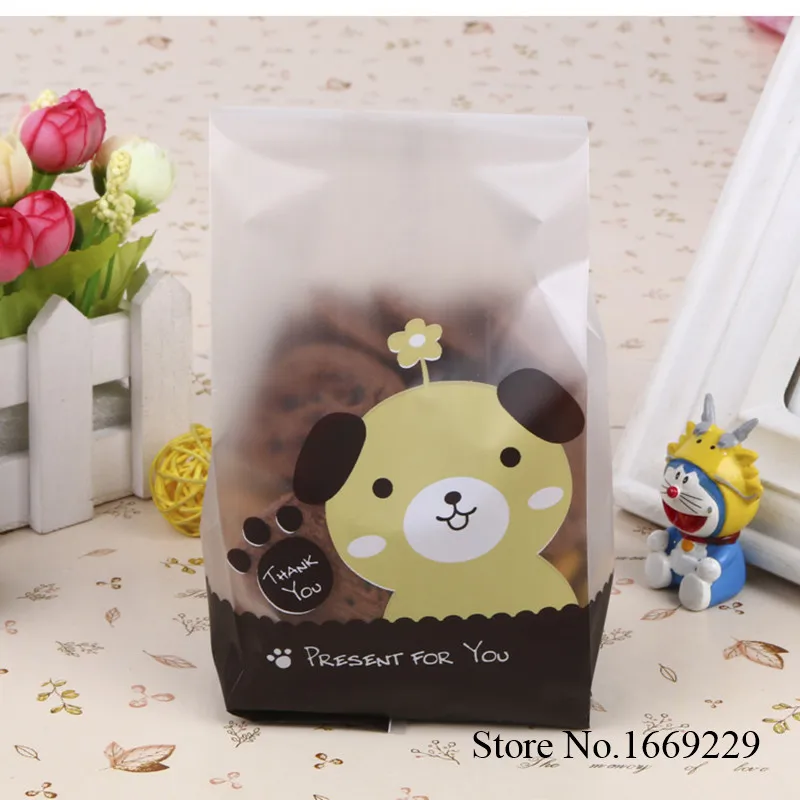 20 шт./лот с милой собачкой пластиковый пакет для еды Подарочная сумка Конфеты