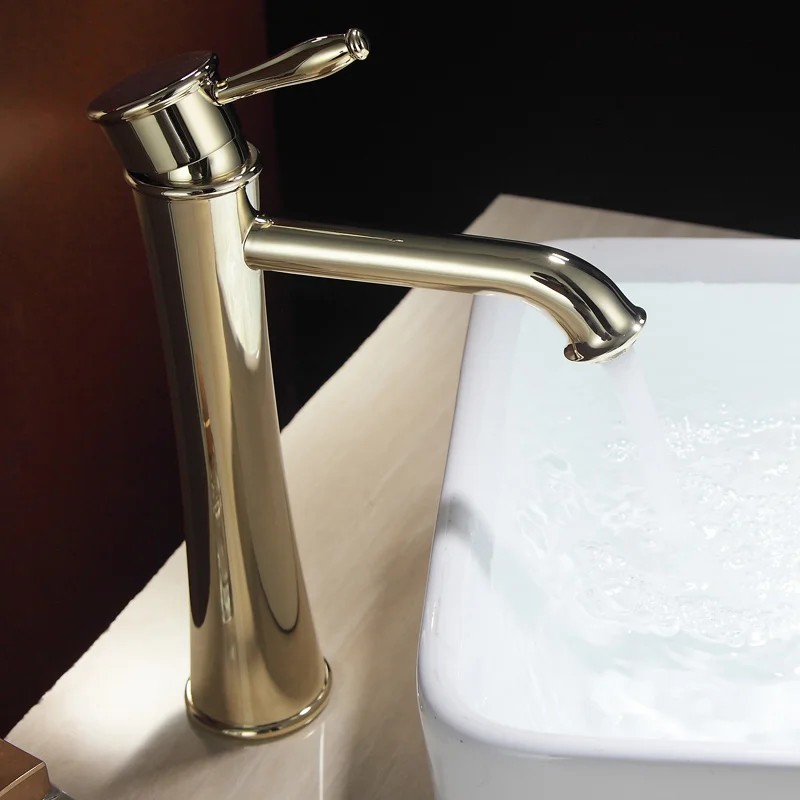 Винтажный антикварный медный латунный кран для умывальника с золотым покрытием