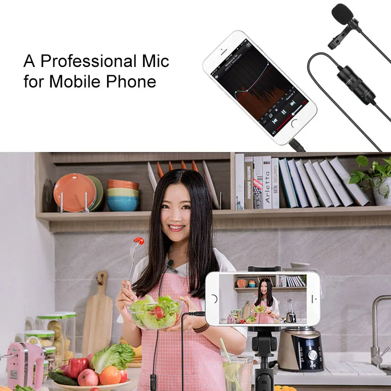 Vlog конденсаторный микрофон петличный для цифровых зеркальных камер Canon Nikon