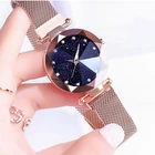 Роскошные женские часы с магнитной сеткой из нержавеющей стали со звездным модным бриллиантом Женские светящиеся блестящие Кварцевые часы relogio femin
