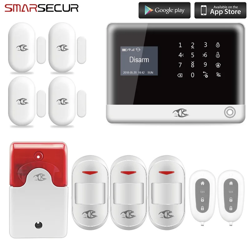 Smarsecur Home Security 433mhz intellgent intruder WiFi Wireless SMS GSM Alarm System